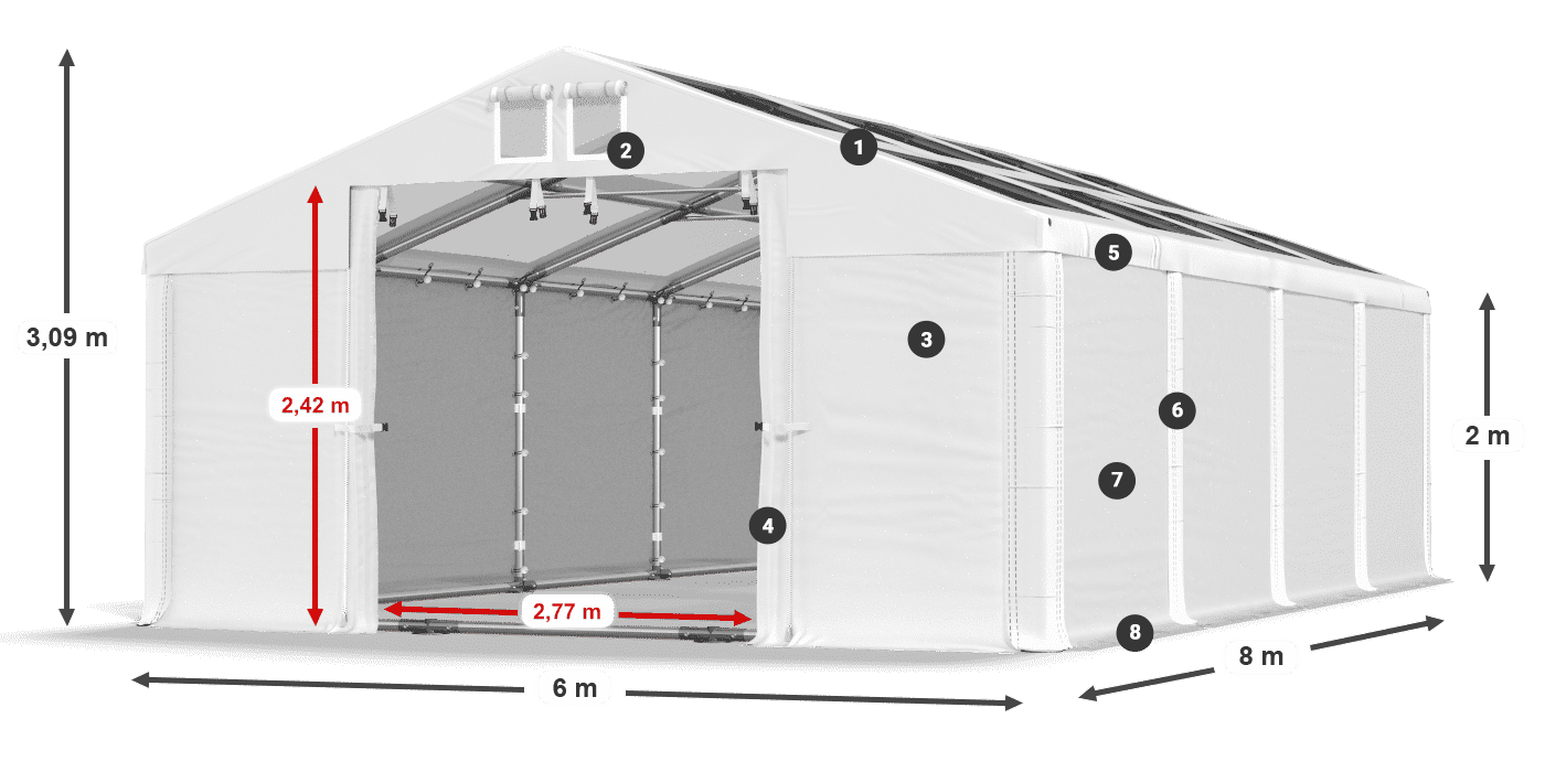 Roof: MS 580 PVC Walls: SD 500 PVC