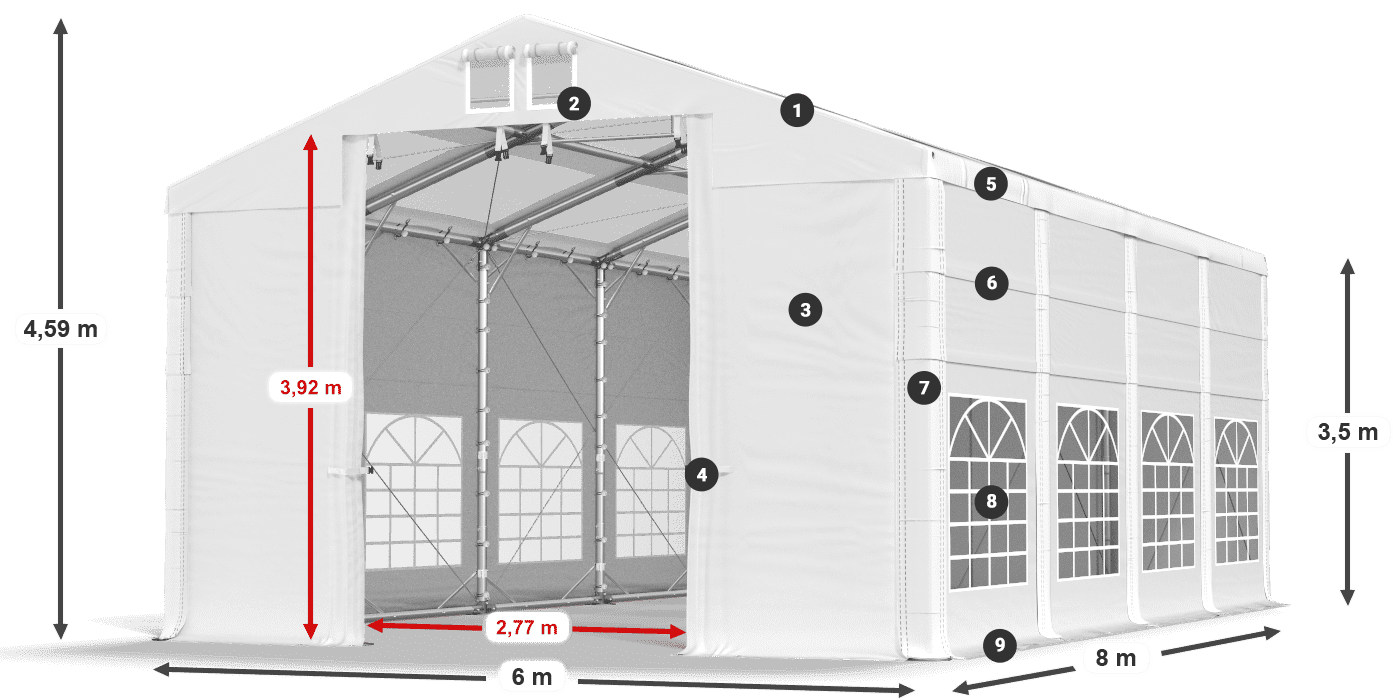 Roof: MS 580 PVC Walls: FR 620 PVC