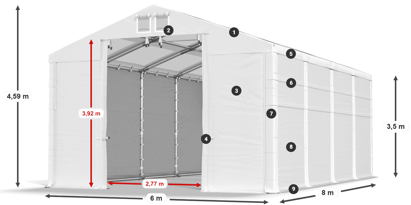 Roof: MS 580 PVC Walls: FR 620 PVC