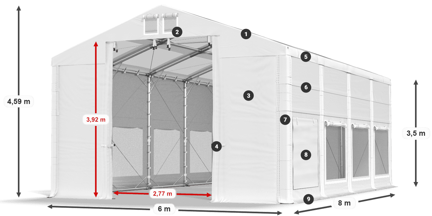 Roof: MS 580 PVC Walls: SD 500 PVC