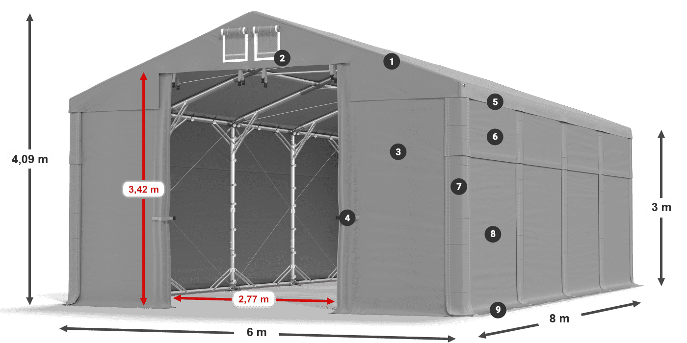 Roof: FR 620 PVC Walls: MS 580 PVC 3m legend