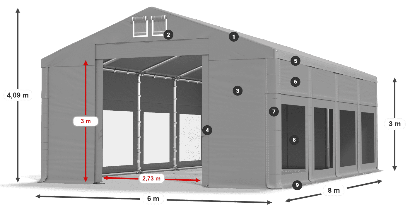 Roof: FR 620 PVC Walls: MS 580 PVC 3m legend