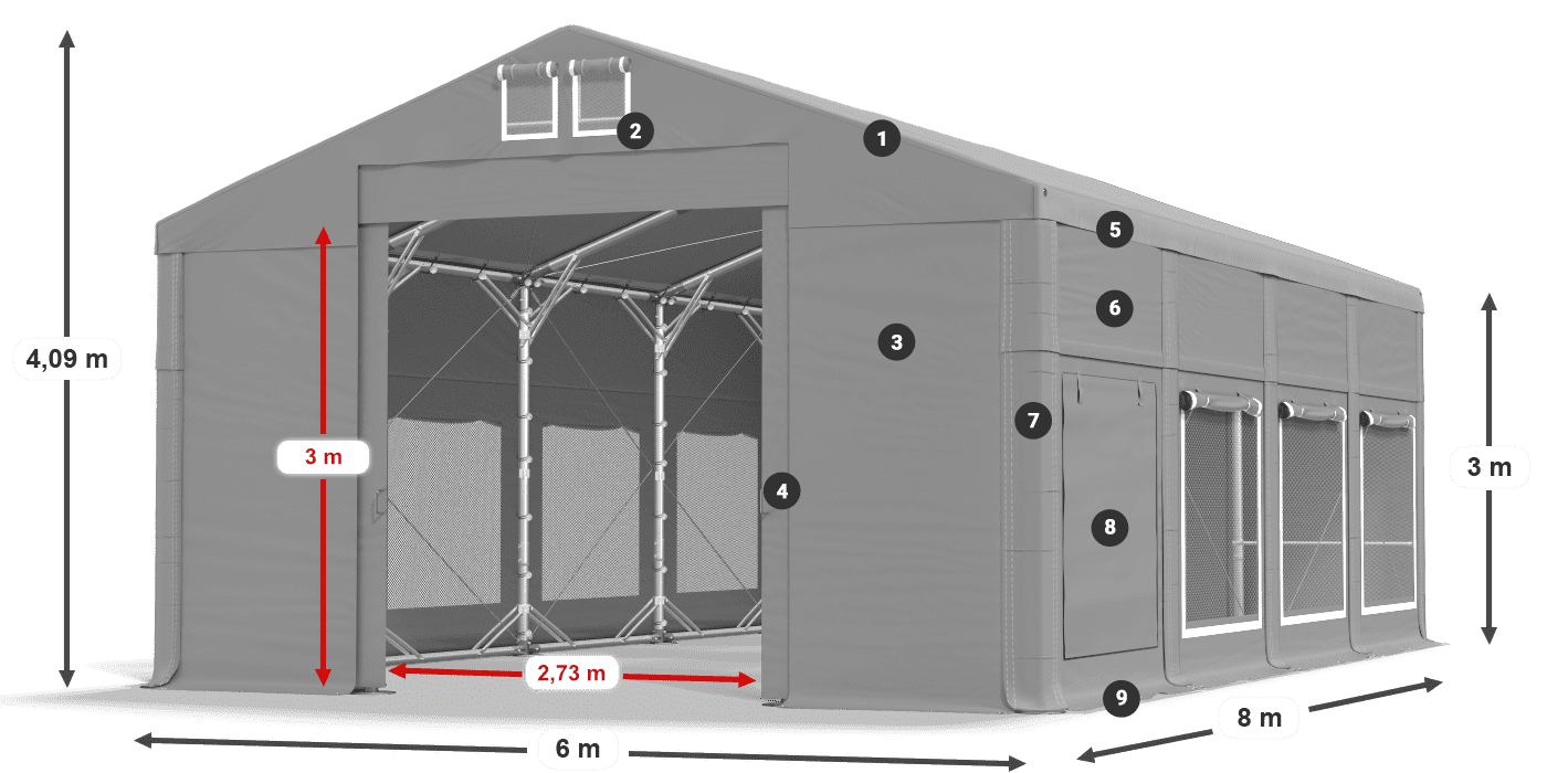 Roof: FR 620 PVC Walls: SD 500 PVC