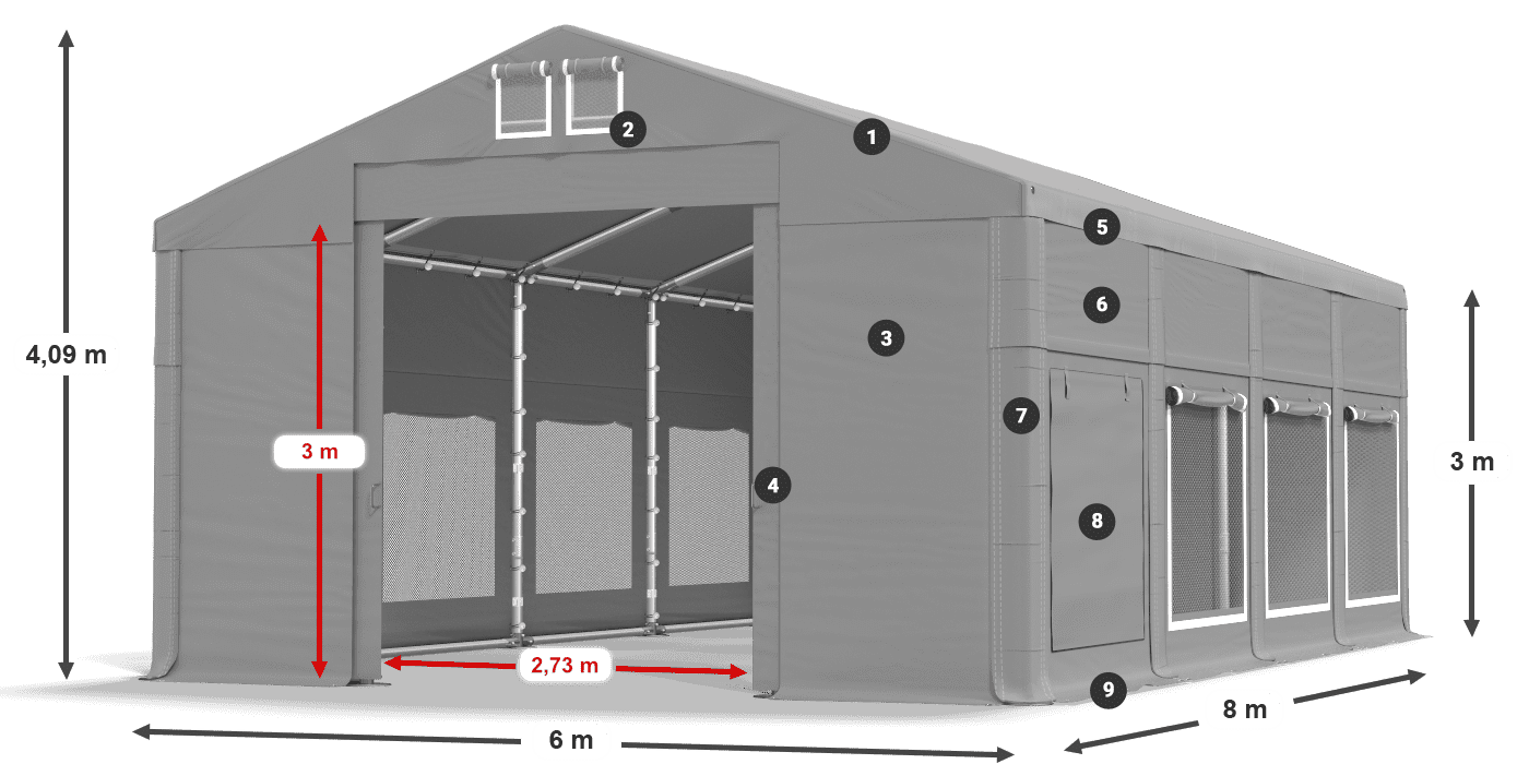 Roof: FR 620 PVC Walls: SD 500 PVC