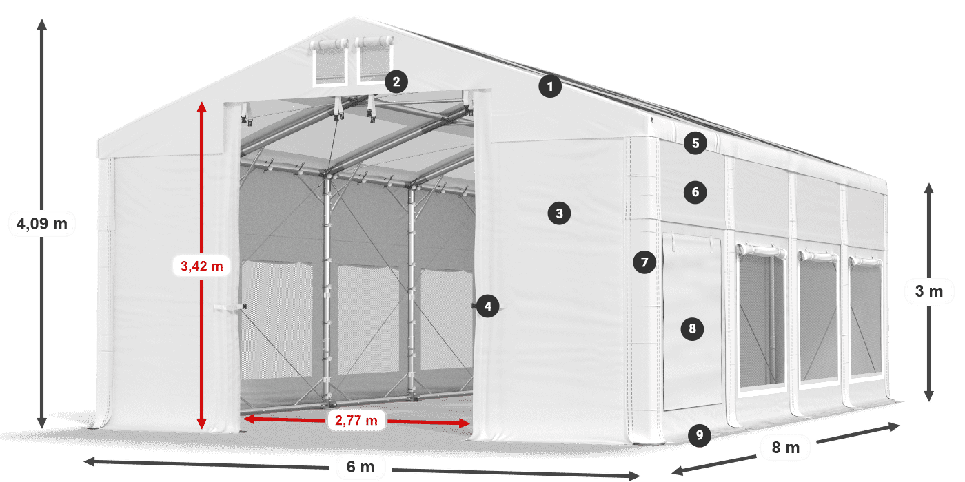 Roof: MS 580 PVC Walls: SD 500 PVC