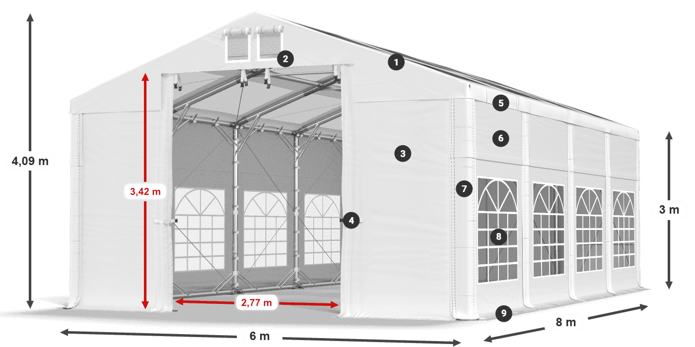 Roof: MS T 580 PVC Walls: SD I 500 PVC 3m legend