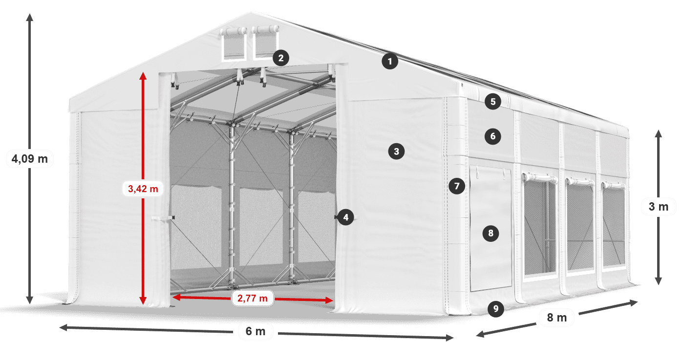 Roof: MS 580 PVC Walls: SD 500 PVC