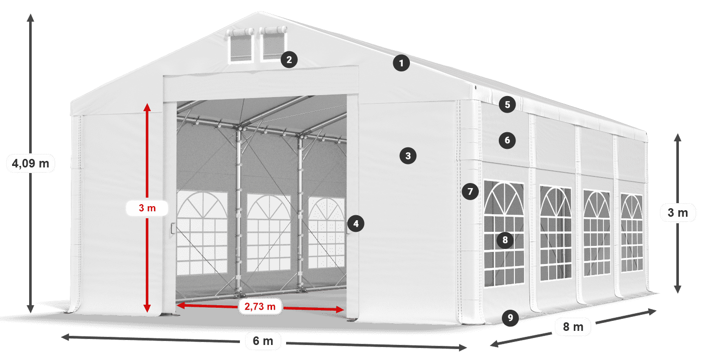 Roof: SD 560 PVC Walls: FR 620 PVC legend 3m