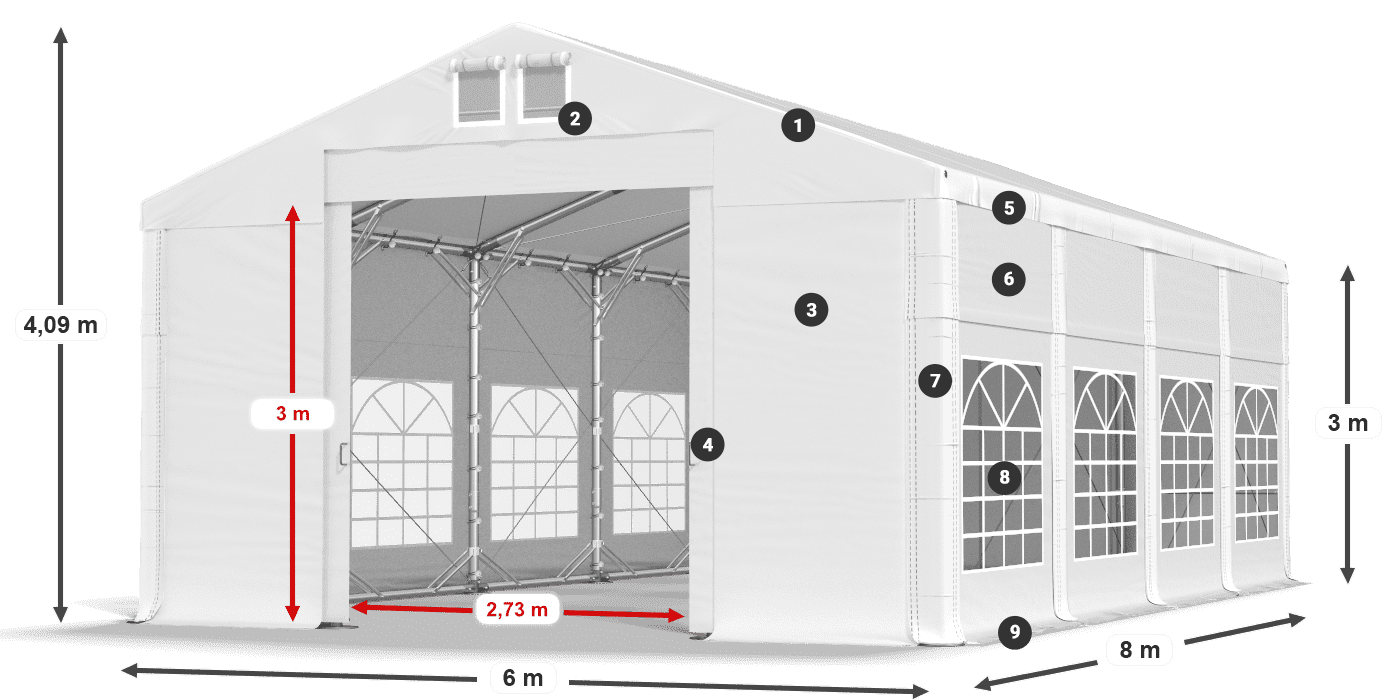 Roof: SD 560 PVC Walls: FR 620 PVC legend 3m