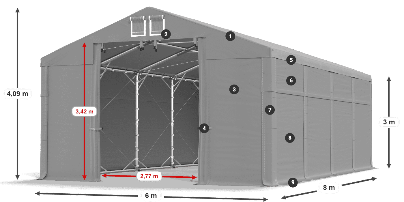 Roof: SD 560 PVC Walls: MS 580 PVC legend 3m