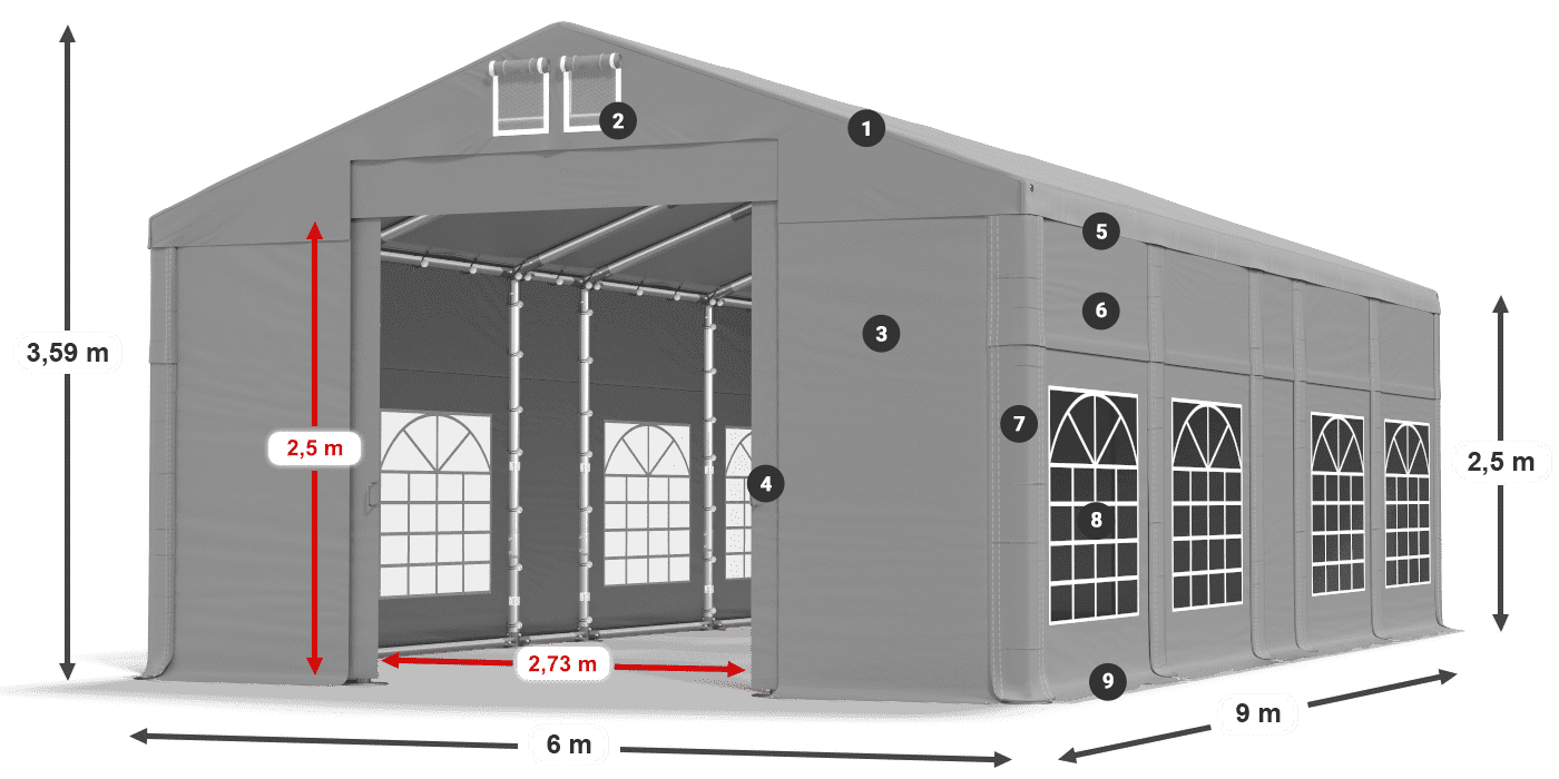 Roof: FR 620 PVC Walls: SD 500 PVC