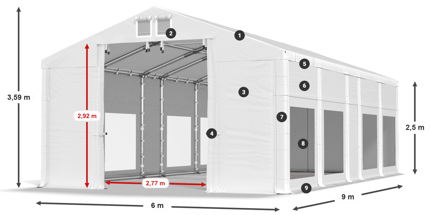 Roof: MS 580 PVC Walls: MS 580 PVC 2.5m legend