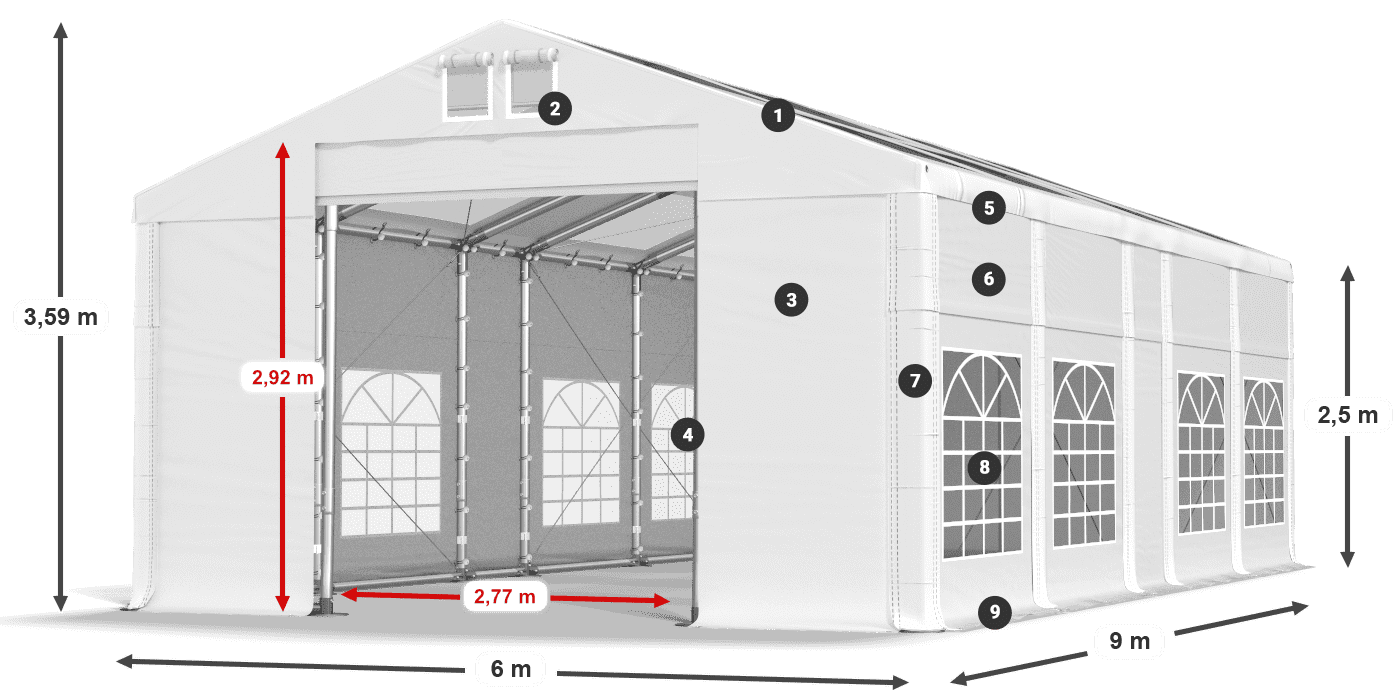 Roof: MS 580 PVC Walls: SD 500 PVC 2.5m legend