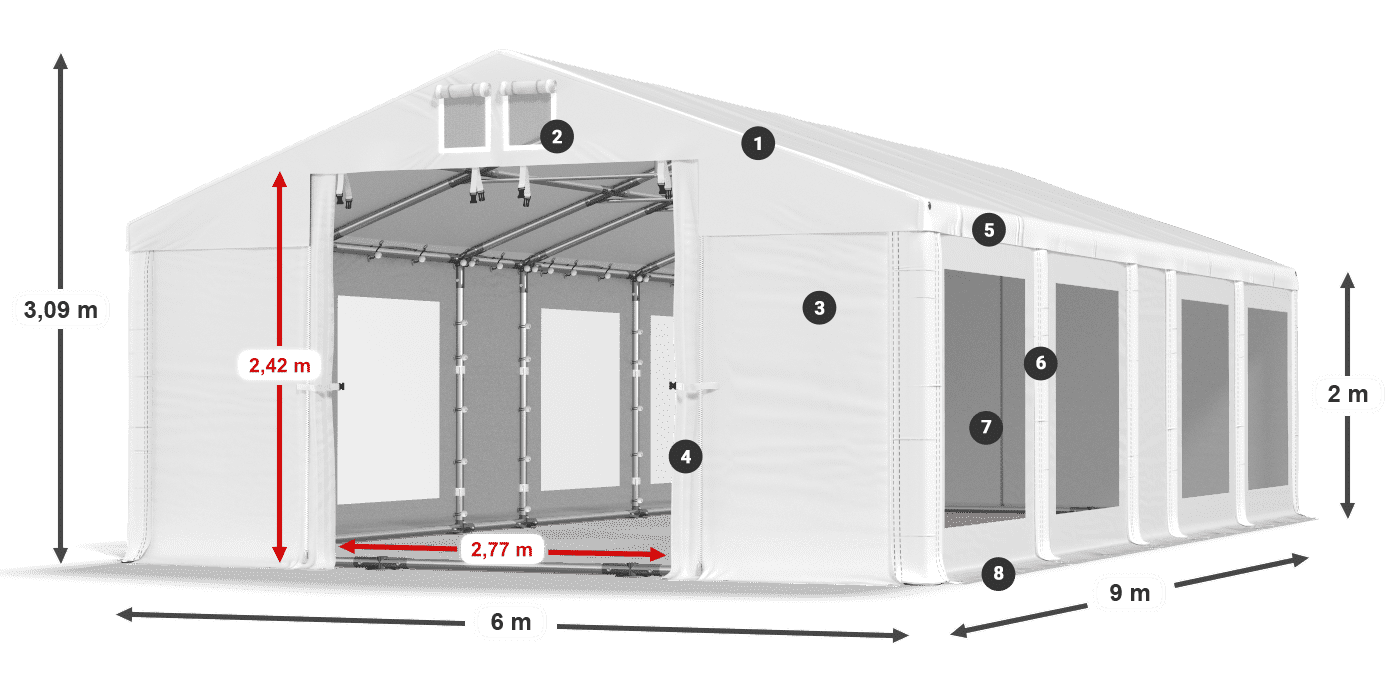Roof: FR 620 PVC Walls: MS 580 PVC 2m legend
