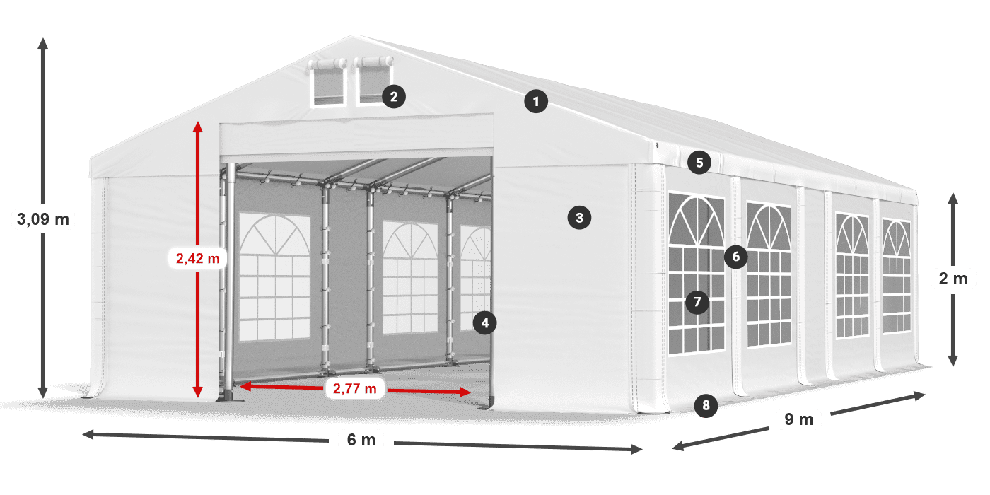 Roof: FR 620 PVC Walls: SD 500 PVC 2m legend