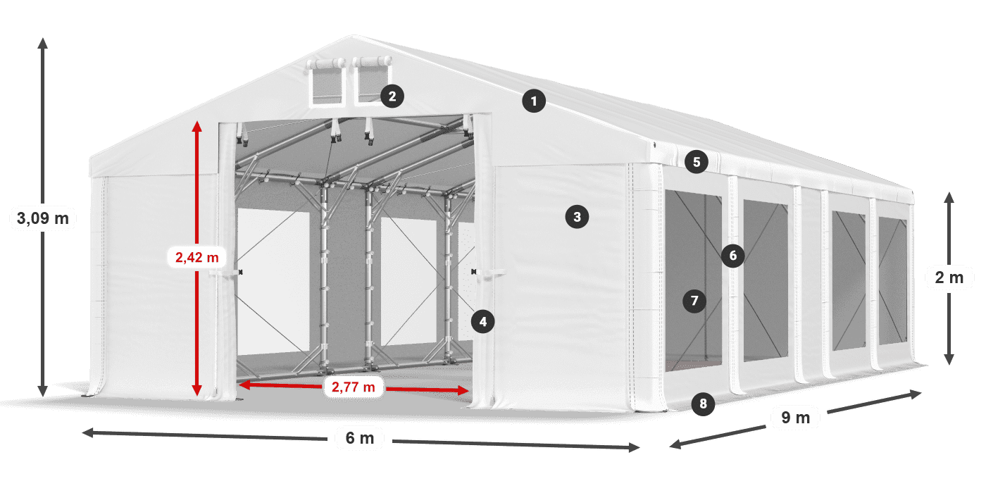 Roof: MS 580 PVC Walls: MS 580 PVC 2m legend