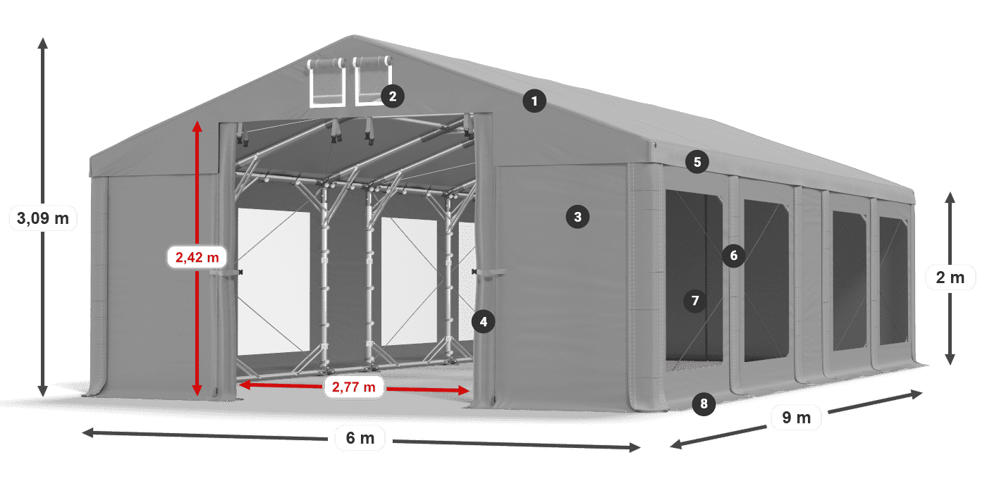 Roof: MS 580 PVC Walls: MS 580 PVC 2m legend