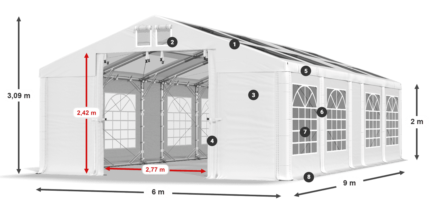 Roof: MS 580 PVC Walls: SD 500 PVC 2m legend