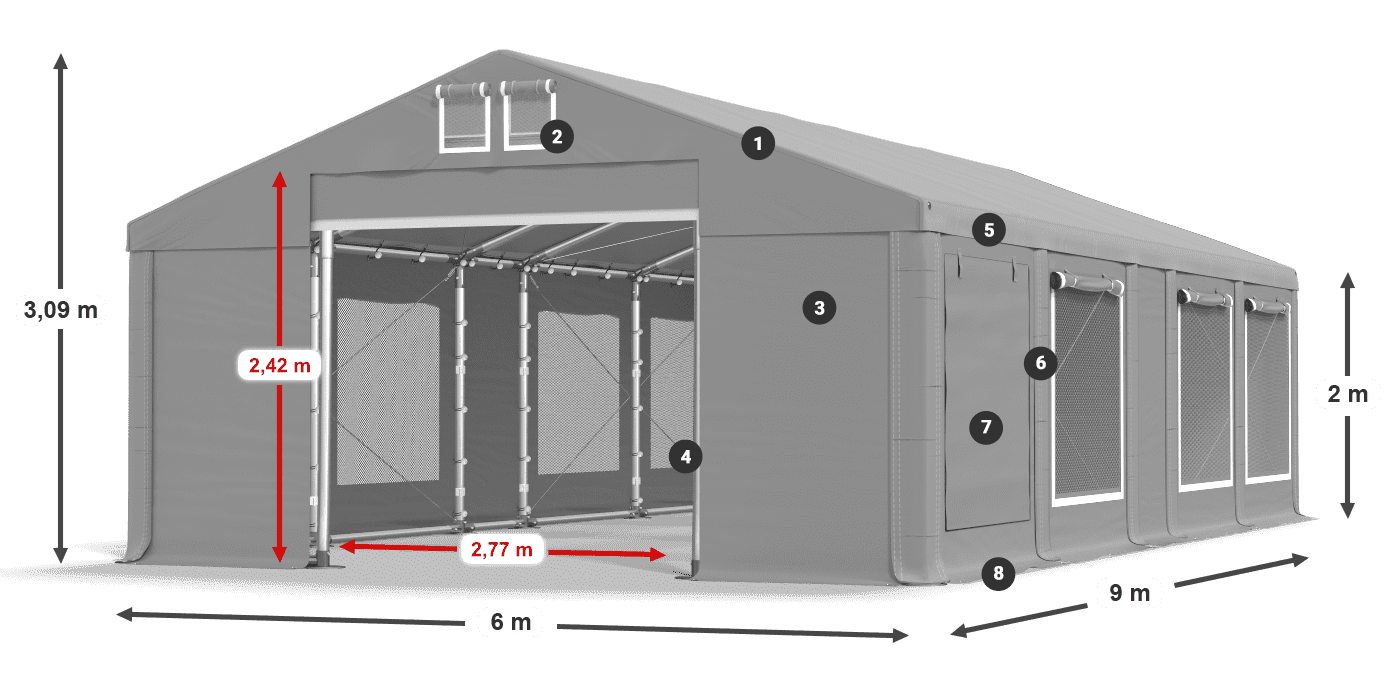 Roof: MS 580 PVC Walls: SD M 500 PVC 2m legend