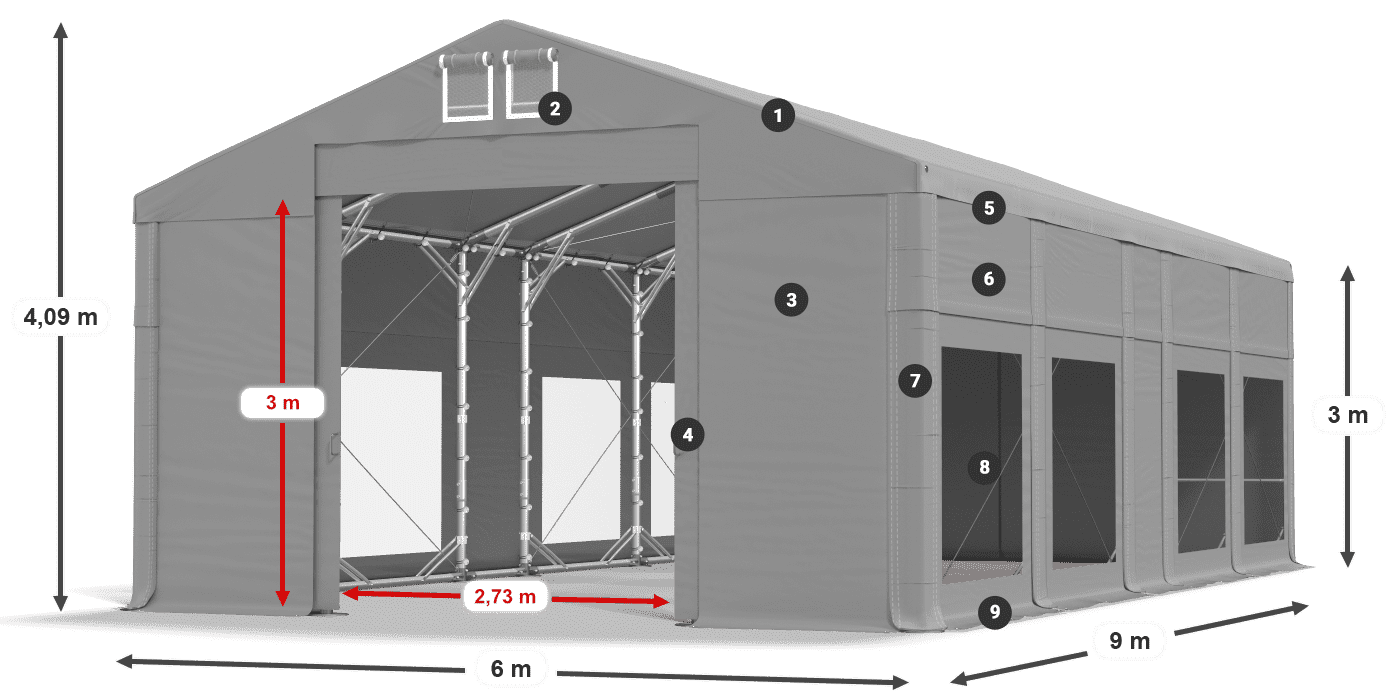 Roof: MS 580 PVC Walls: MS 580 PVC 3m legend