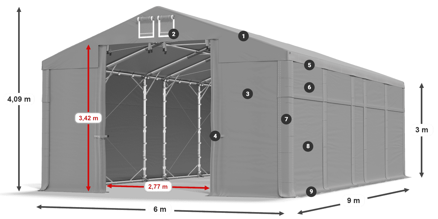 Roof: MS 580 PVC Walls: SD 500 PVC 3m legend