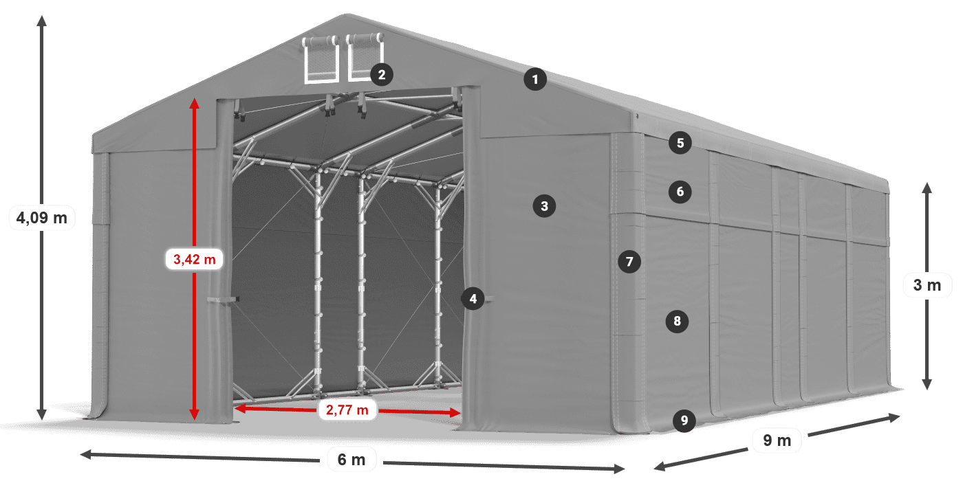 Roof: MS 580 PVC Walls: SD 500 PVC 3m legend