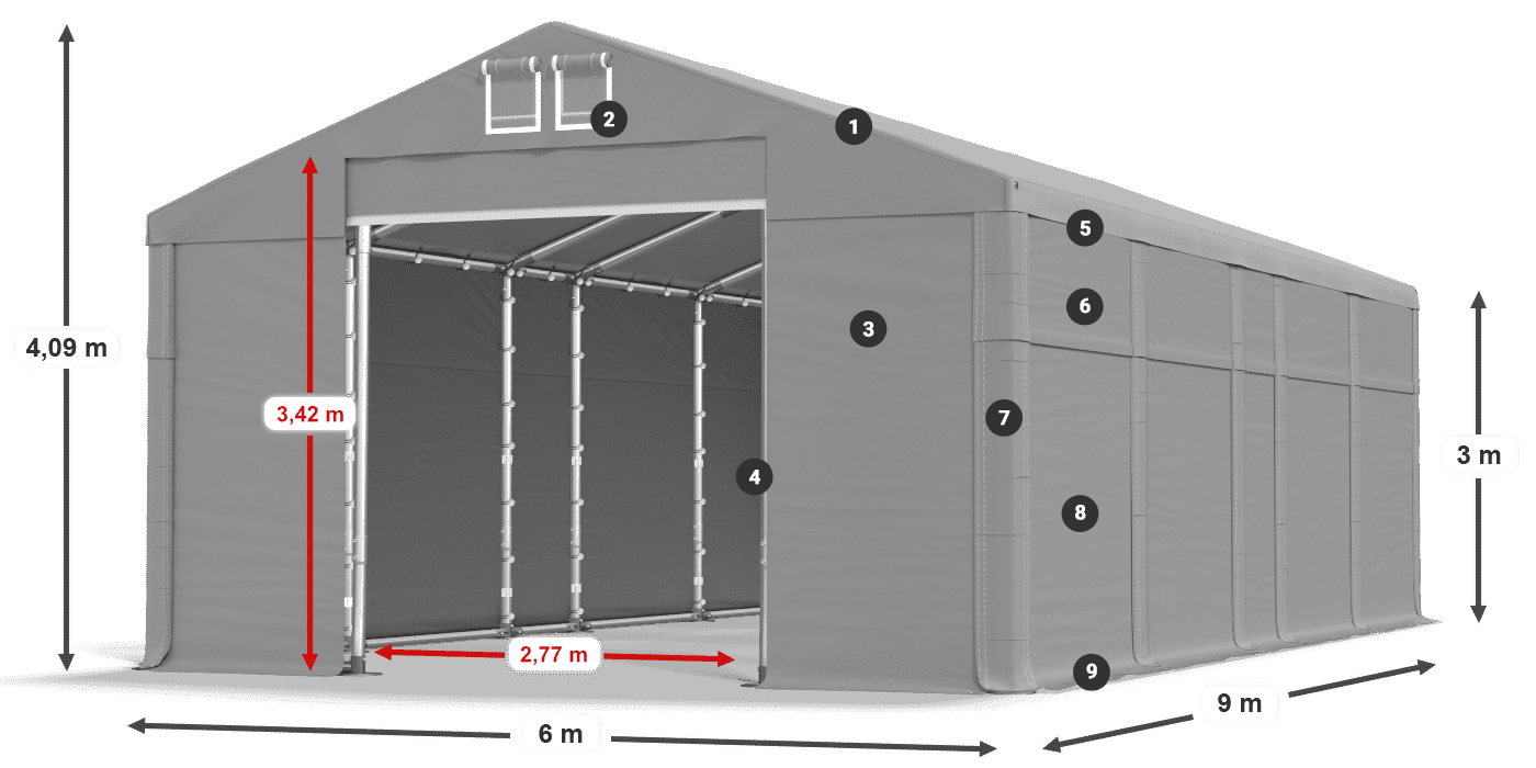 Roof: MS 580 PVC Walls: SD 500 PVC 3m legend
