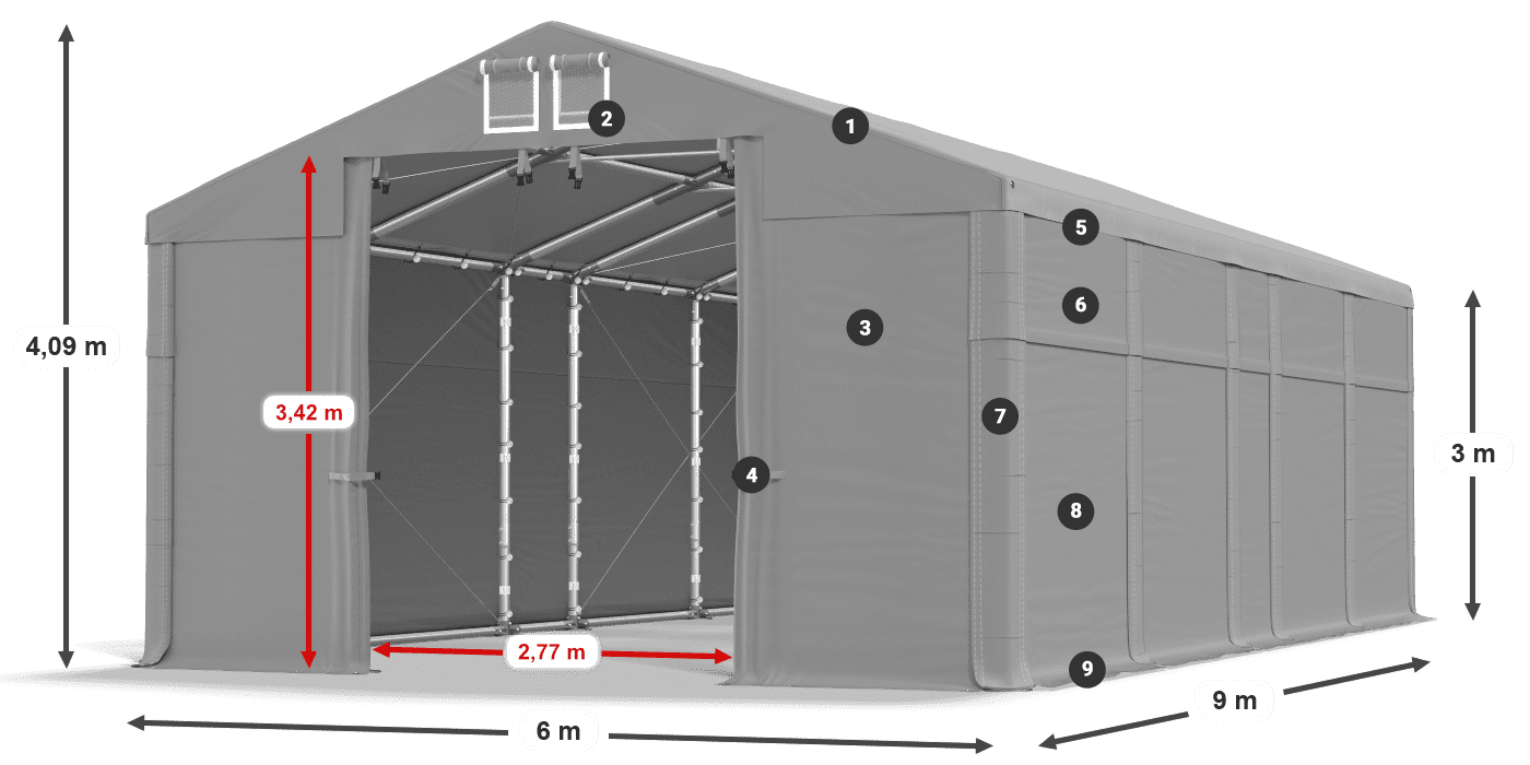 Roof: MS 580 PVC Walls: SD 500 PVC 3m legend