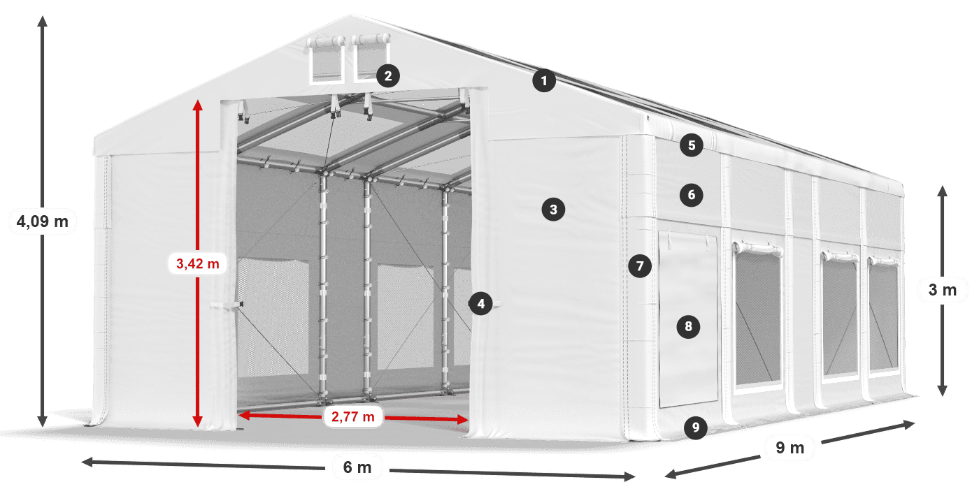 Roof: MS T 580 PVC Walls: SD M 500 PVC 3m legend