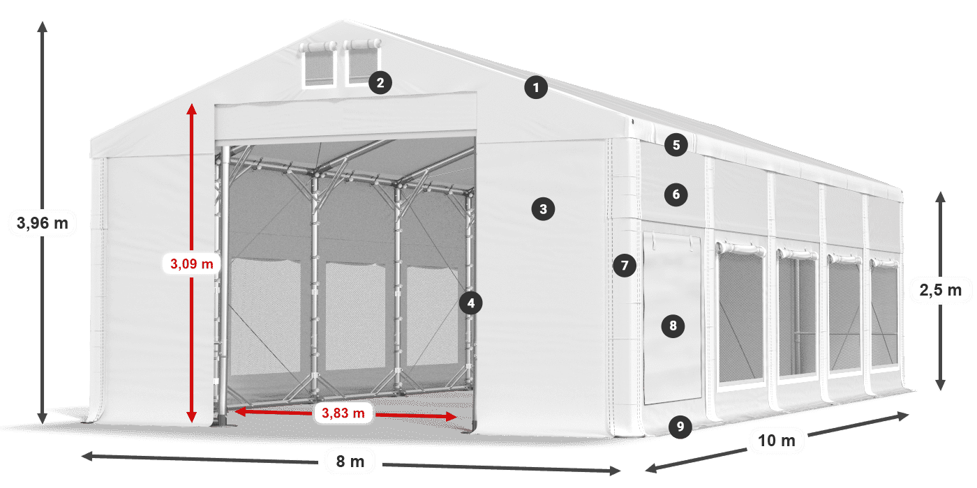 Roof: FR 620 PVC Walls: SD 500 PVC 2.5m legend