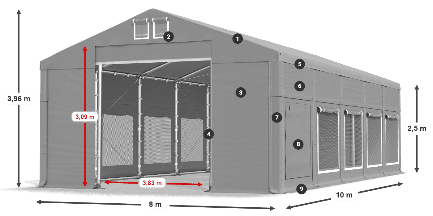 Roof: FR 620 PVC Walls: SD 500 PVC 2.5m legend