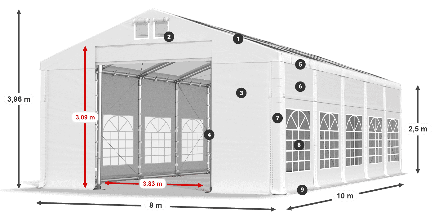 Roof: MS 580 PVC Walls: SD 500 PVC 2.5m legend