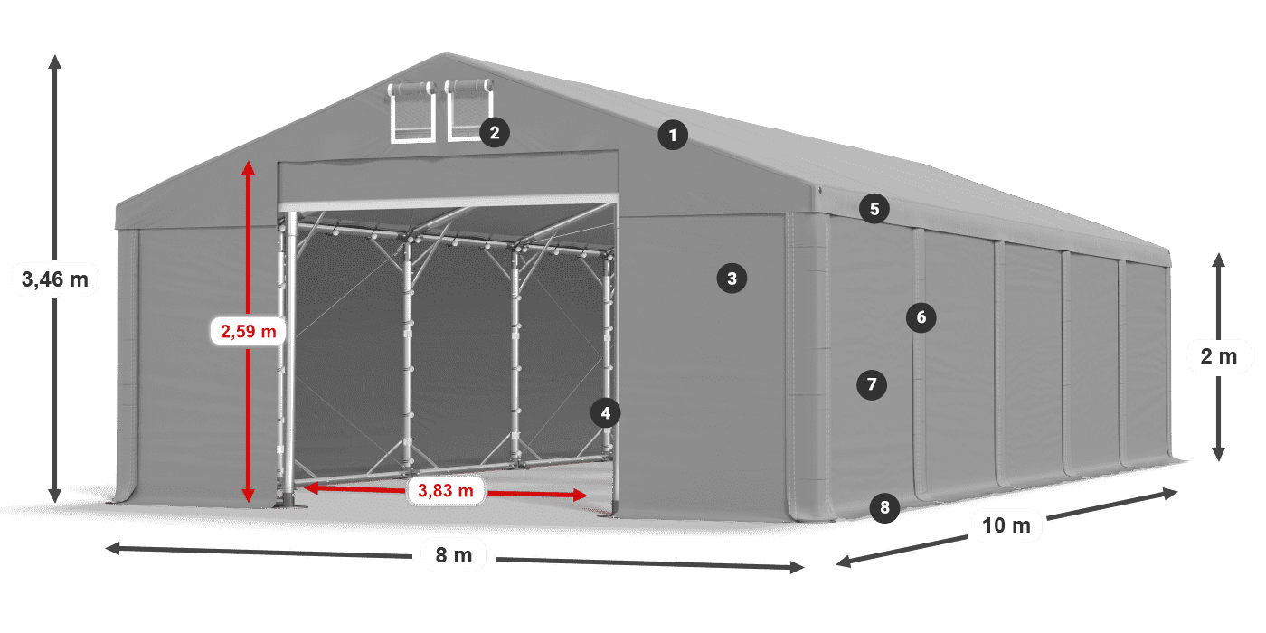 Roof: FR 620 PVC Walls: SD 500 PVC 2m legend