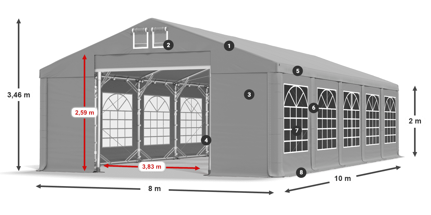 Roof: FR 620 PVC Walls: SD 500 PVC 2m legend