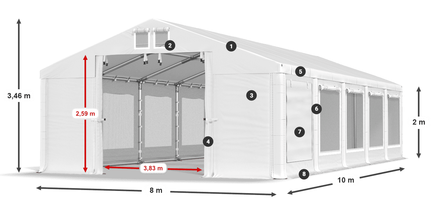 Roof: FR 620 PVC Walls: SD 500 PVC 2m legend
