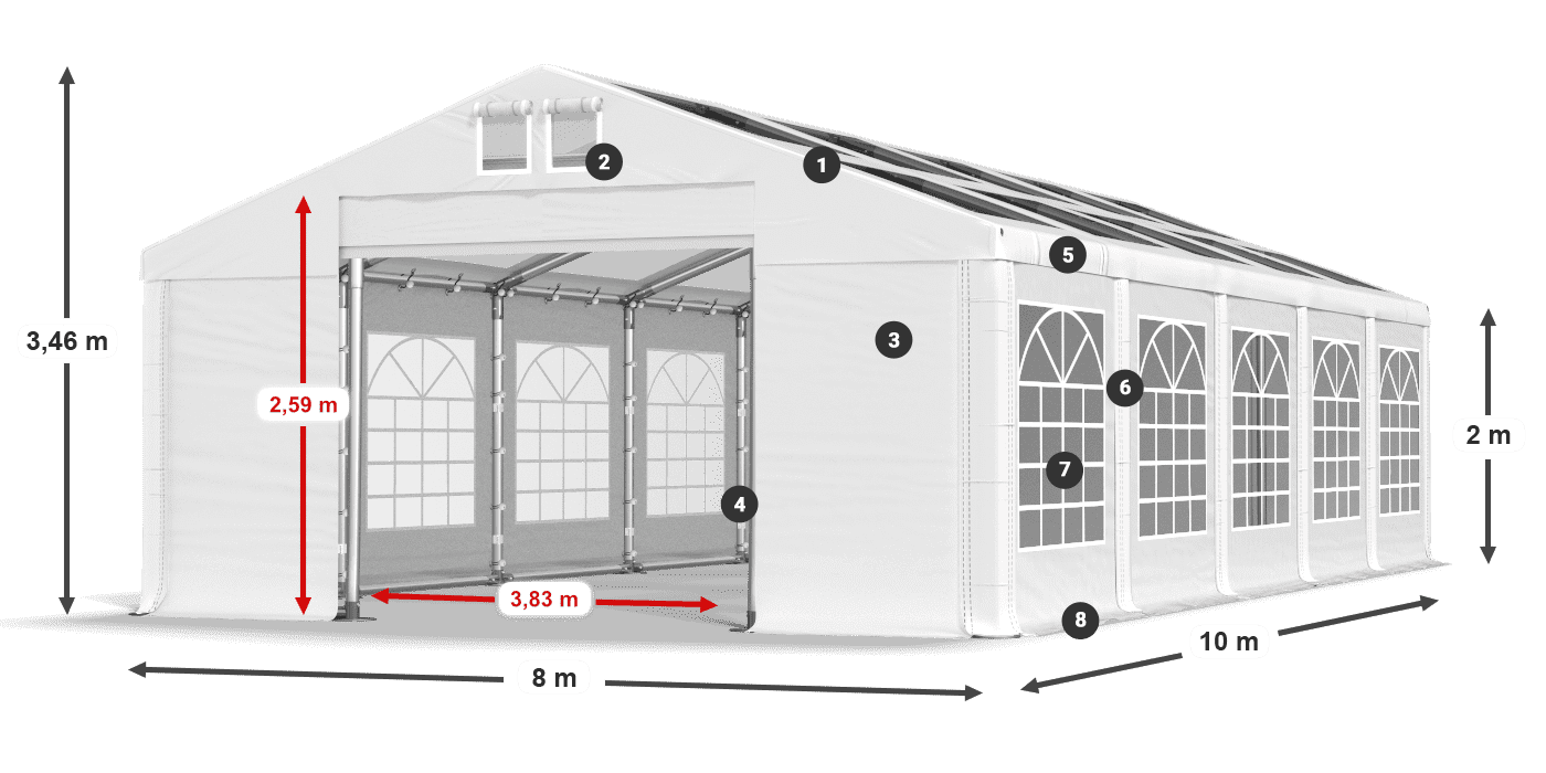 Roof: MS T 580 PVC Walls: FR 620 PVC 2m legend
