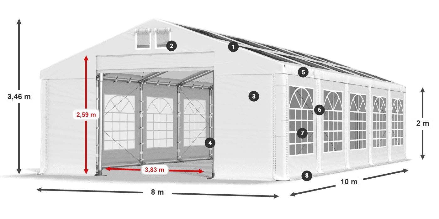 Roof: MS T 580 PVC Walls: FR 620 PVC 2m legend