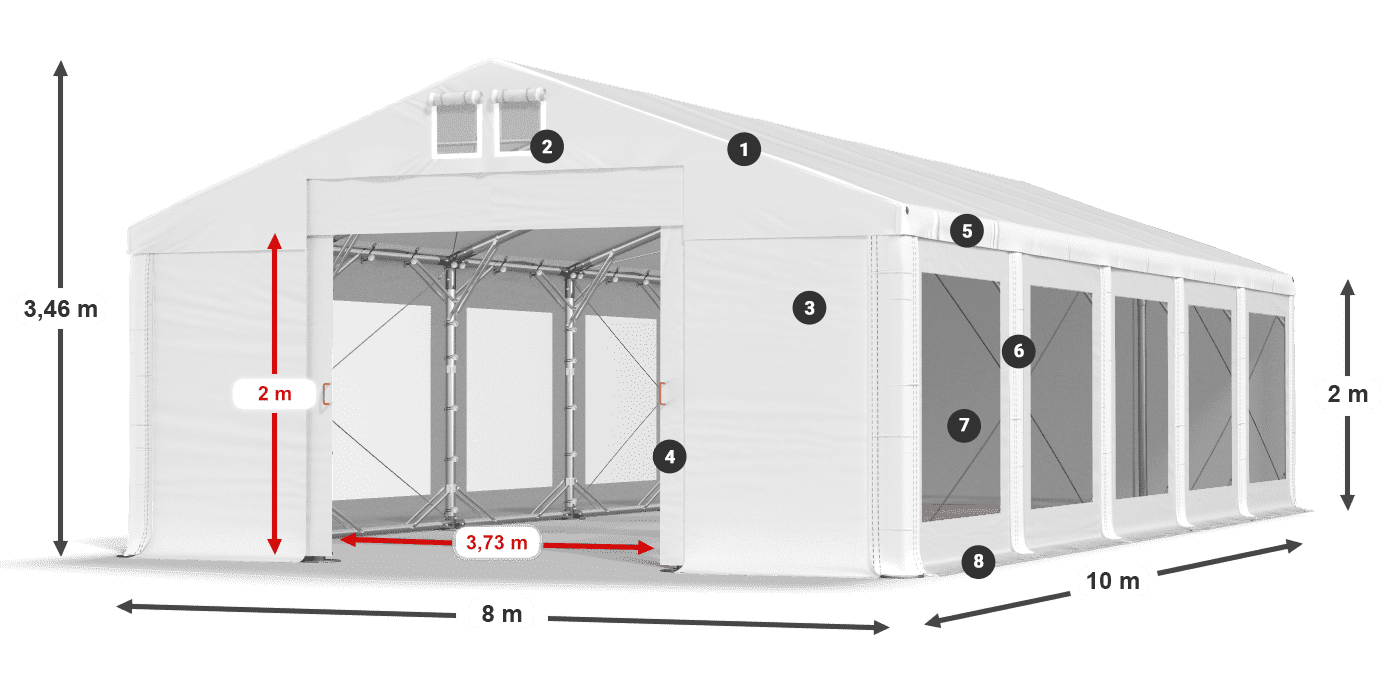 Roof: MS 580 PVC Walls: MS 580 PVC 2m legend