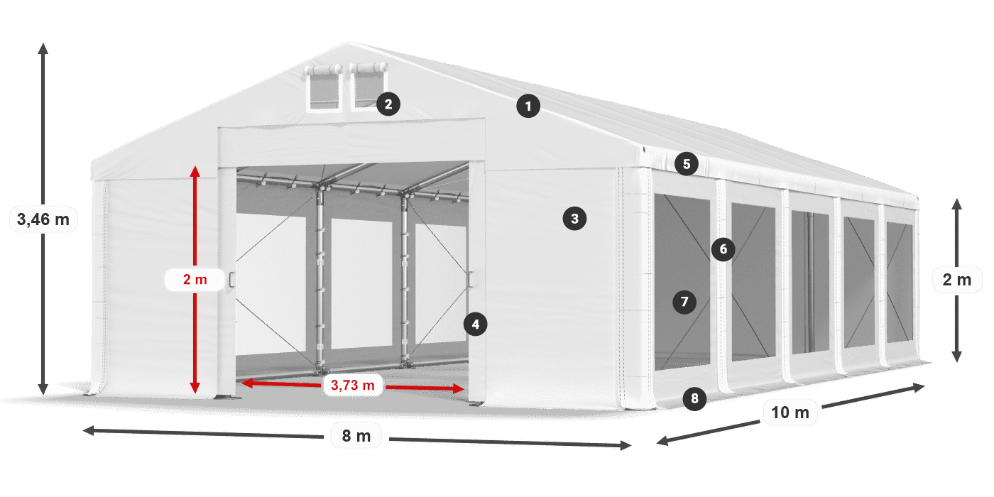 Roof: MS 580 PVC Walls: MS 580 PVC 2m legend
