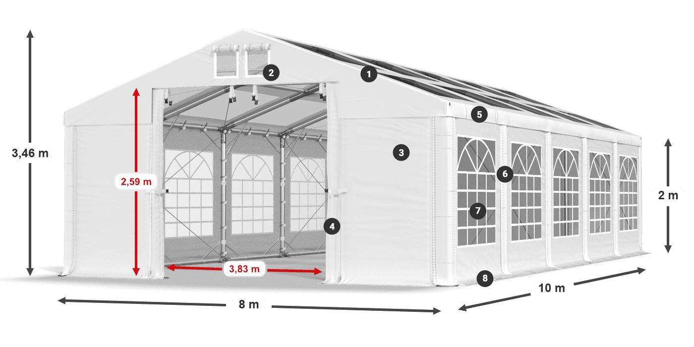 Roof: MS 580 PVC Walls: SD 500 PVC 2m legend