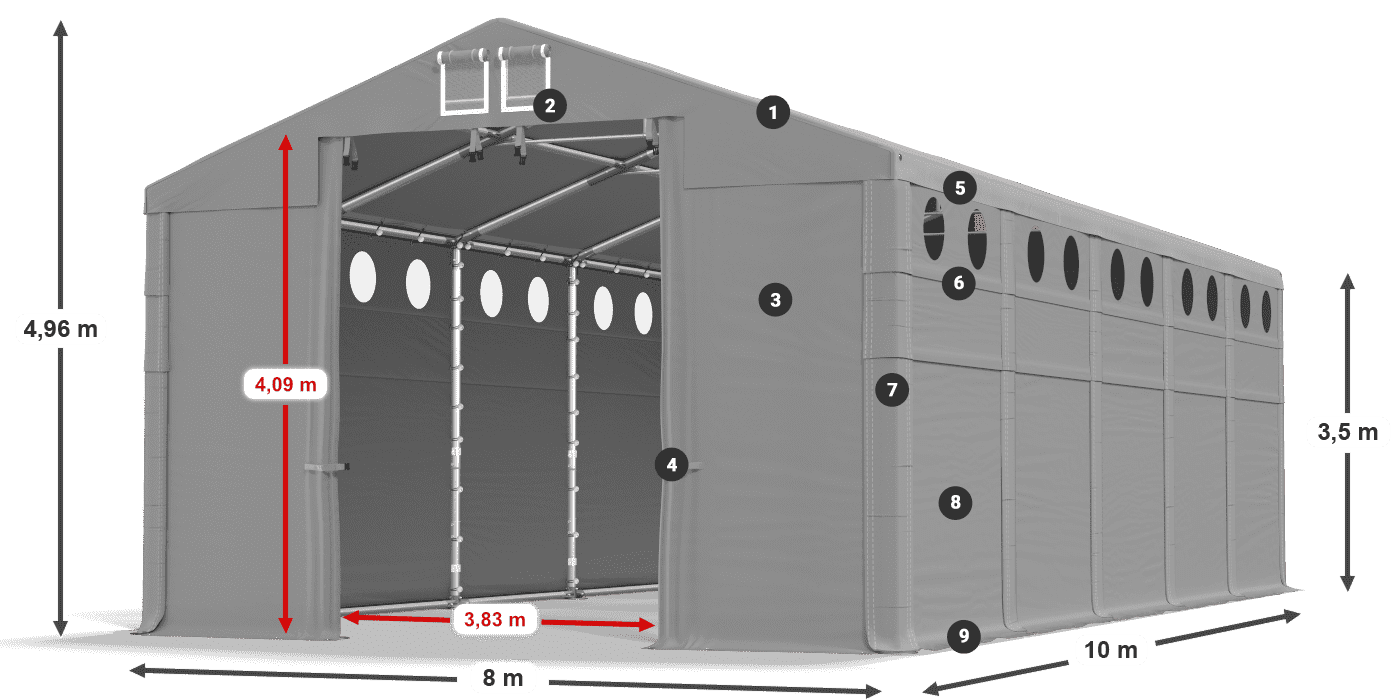 Roof: FR 620 PVC Walls: SD 500 PVC