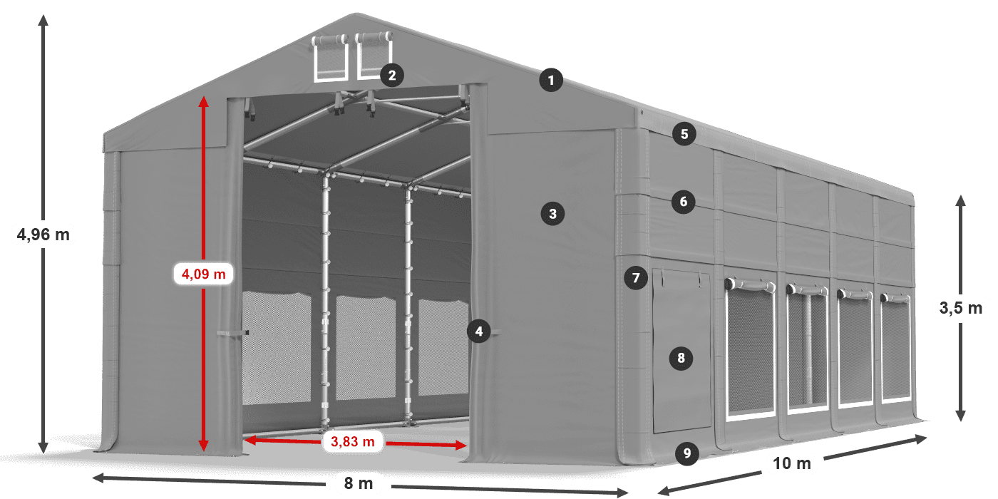 Roof: FR 620 PVC Walls: SD 500 PVC