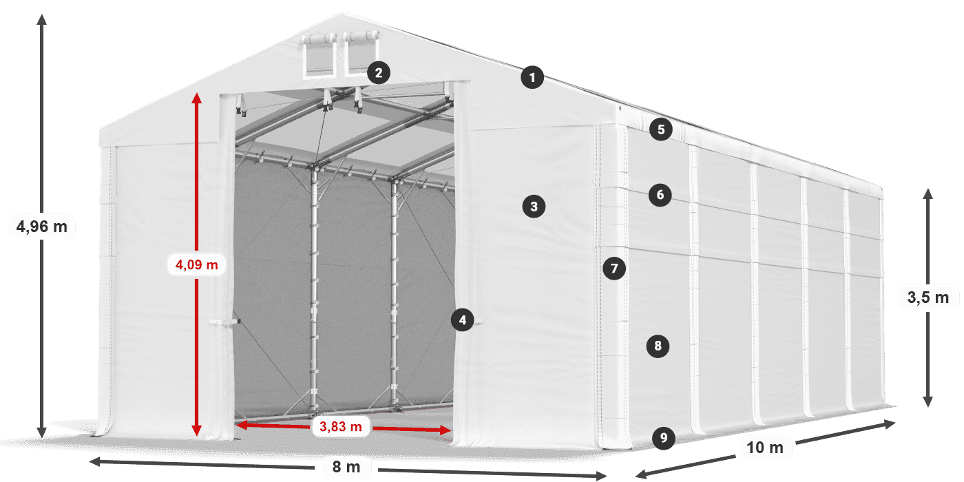 Roof: MS 580 PVC Walls: FR 620 PVC