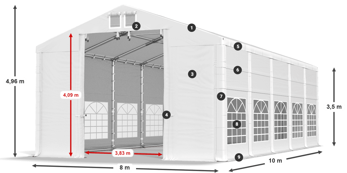 Roof: SD 560 PVC Walls: FR 620 PVC legend 3.5m
