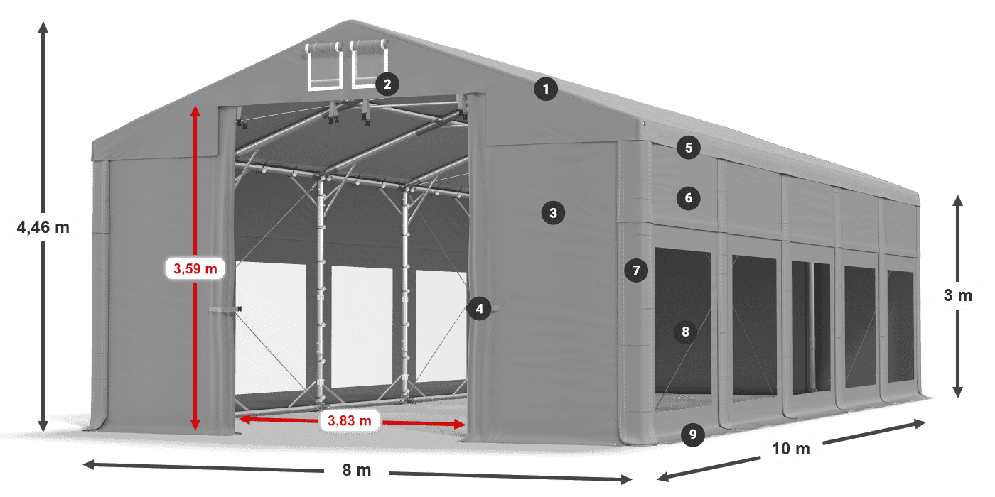 Roof: FR 620 PVC Walls: MS 580 PVC 3m legend