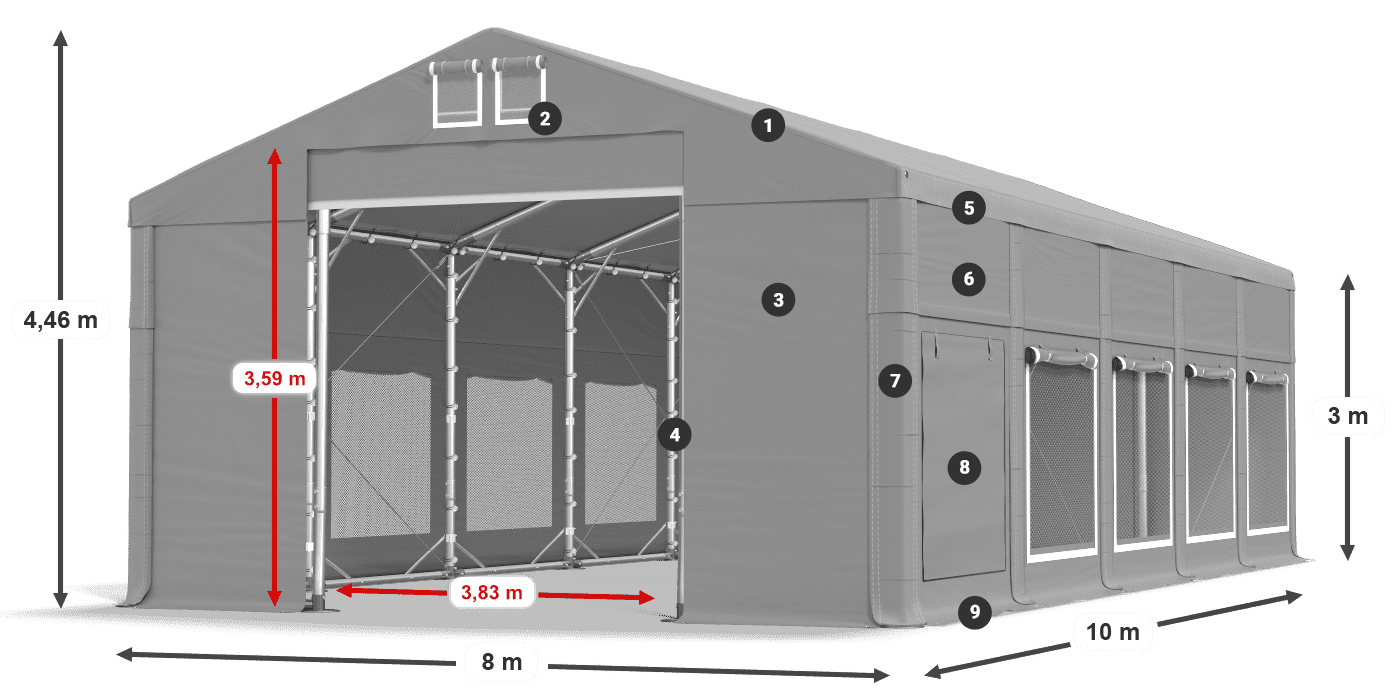 Roof: FR 620 PVC Walls: SD 500 PVC 3m legend