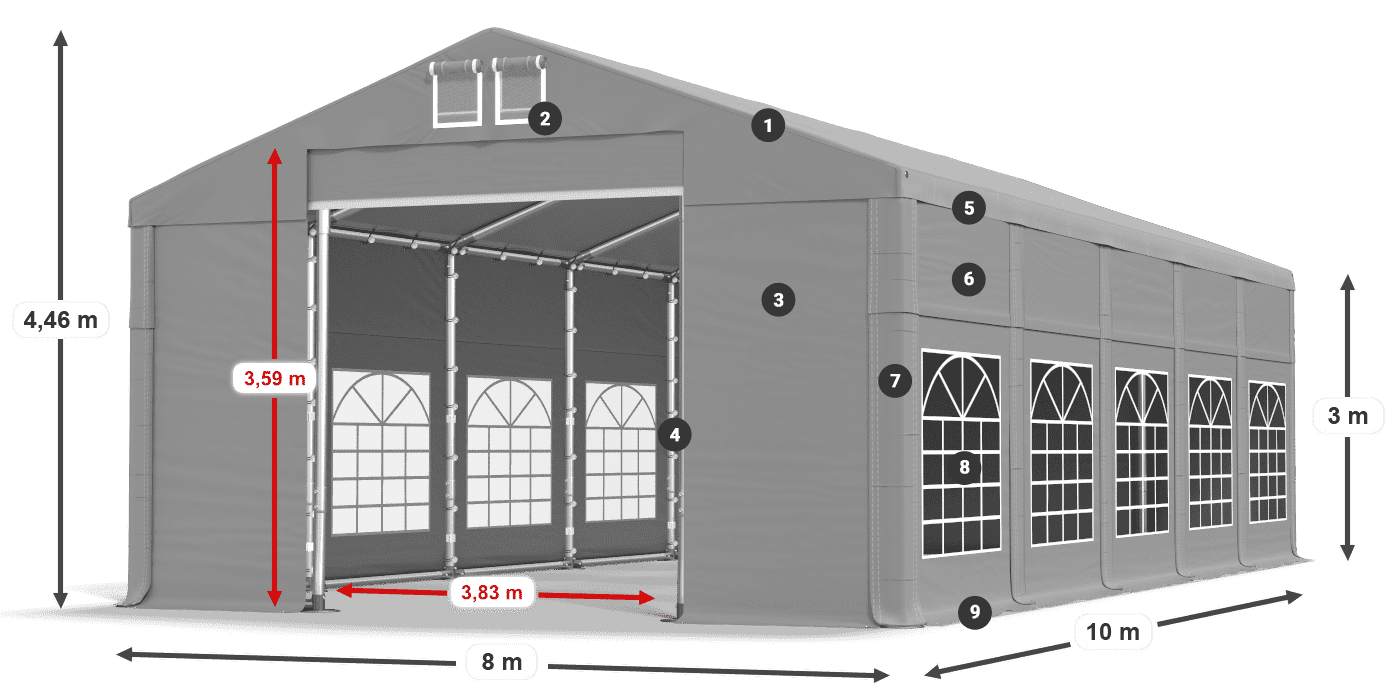 Roof: FR 620 PVC Walls: SD 500 PVC 3m legend