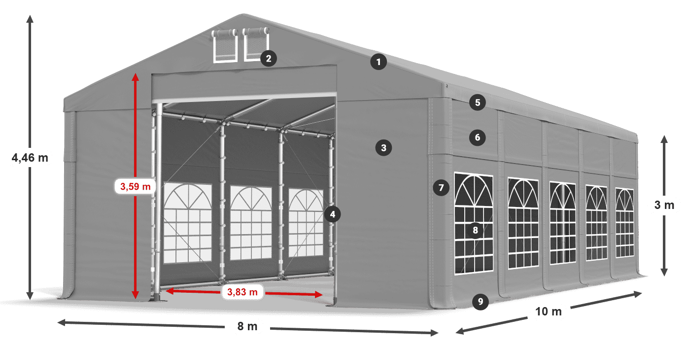 Roof: FR 620 PVC Walls: SD 500 PVC 3m legend