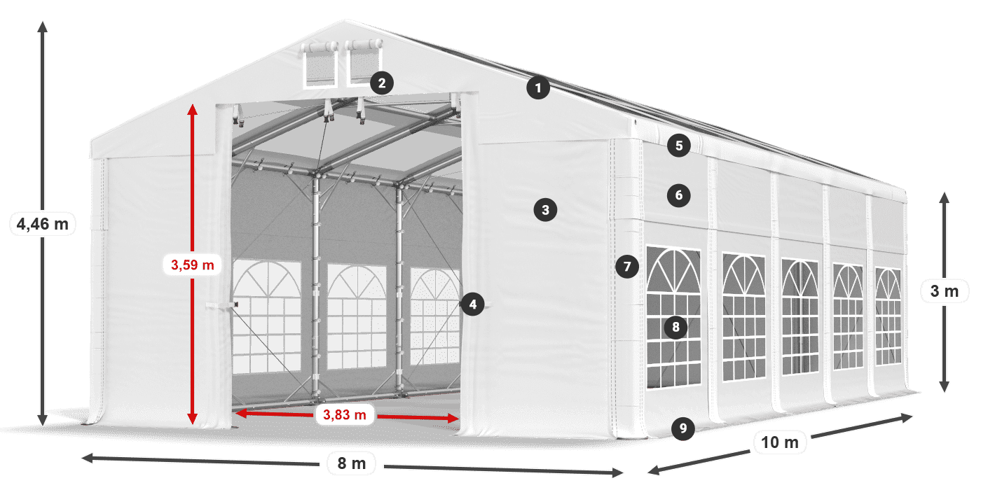 Roof: MS T 580 PVC Walls: FR 620 PVC 3m legend