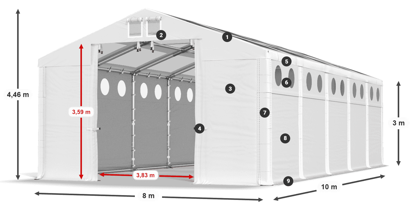 Roof: MS T 580 PVC Walls: MS O 580 PVC 3m legend